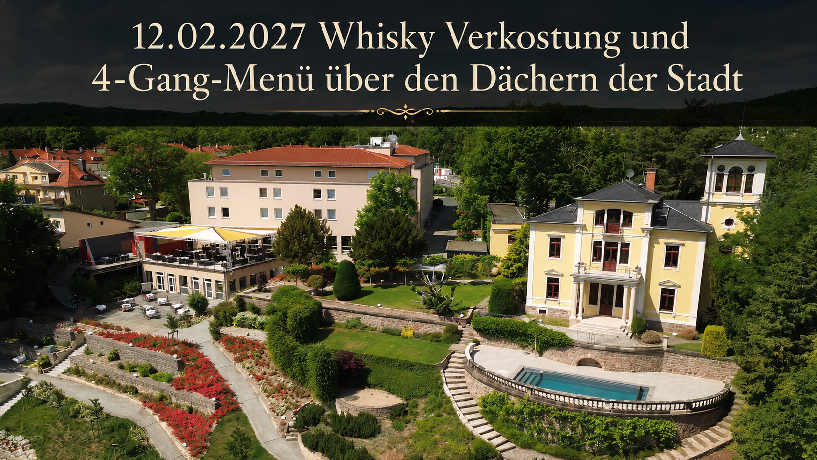 Schottische Whisky Verkostung mit 4-Gang-Menü über den Dächern der Stadt
